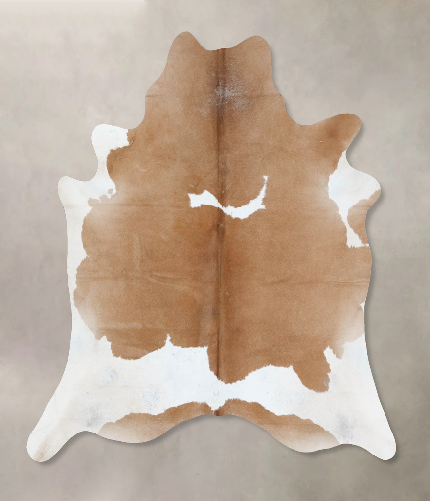 Beige and White X-Large Brazilian Cowhide Rug 6'10"H x 6'4"W #B17022 by Hudson Hides