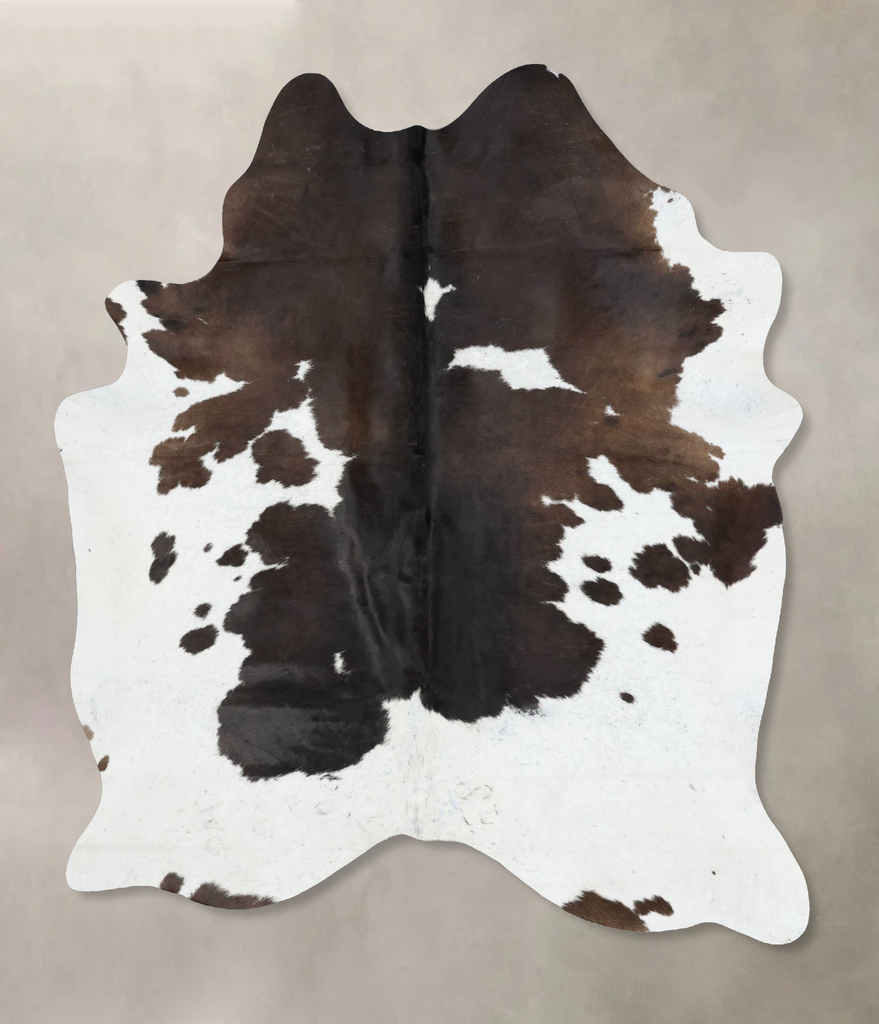 Chocolate and White X-Large Brazilian Cowhide Rug 7'5"H x 5'11"W #B17054 by Hudson Hides