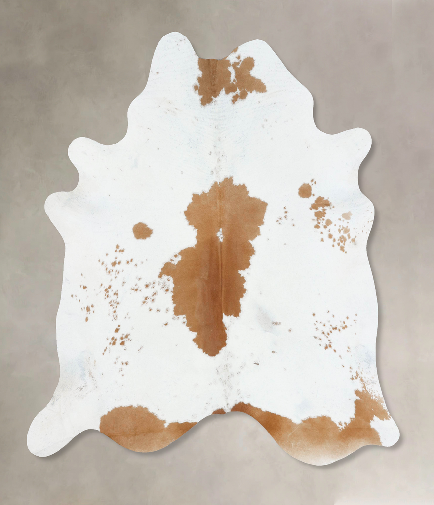 Beige and White X-Large Brazilian Cowhide Rug 7'4"H x 6'8"W #B17069 by Hudson Hides