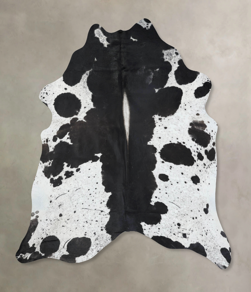 Black and White XX-Large Brazilian Cowhide Rug 8'1"H x 7'2"W #B17077 by Hudson Hides
