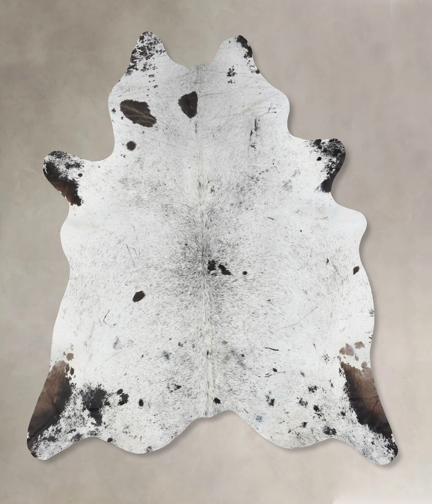 Salt and Pepper Black X-Large Brazilian Cowhide Rug 7'2"H x 6'6"W #B17089 by Hudson Hides