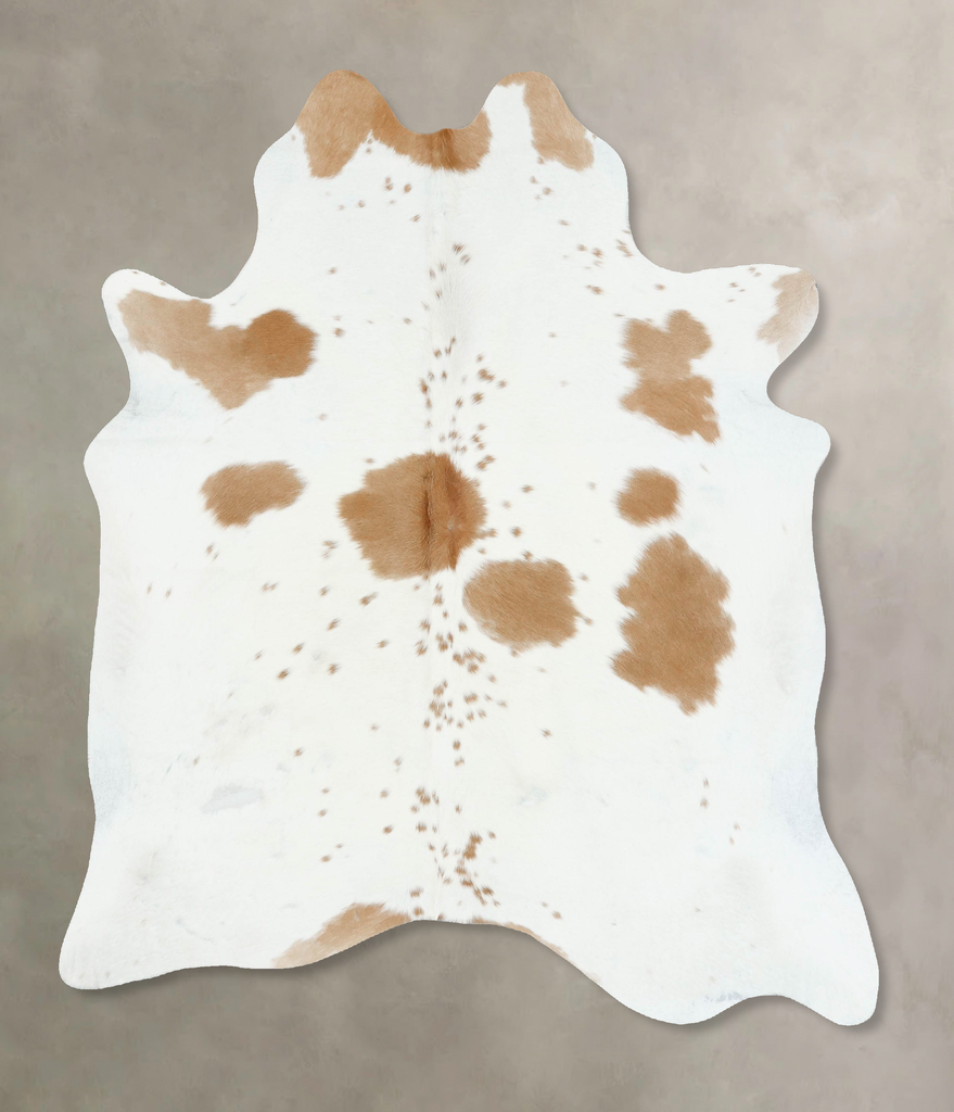 Beige and White X-Large Brazilian Cowhide Rug 7'1"H x 5'10"W #B17137 by Hudson Hides