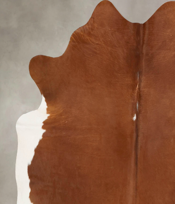 Brown and White Regular Large Brazilian Cowhide Rug 6'4"H x 5'11"W #B17148 by Hudson Hides