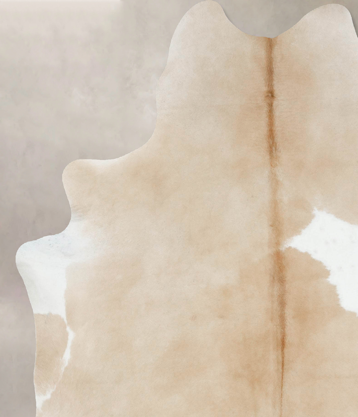 Beige and White X-Large Brazilian Cowhide Rug 7'8"H x 6'2"W #B17157 by Hudson Hides