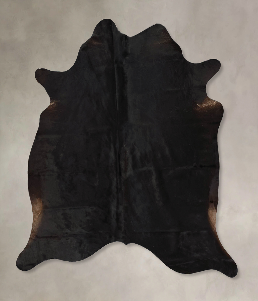 Solid Black X-Large Brazilian Cowhide Rug 7'1"H x 6'1"W #B17185 by Hudson Hides