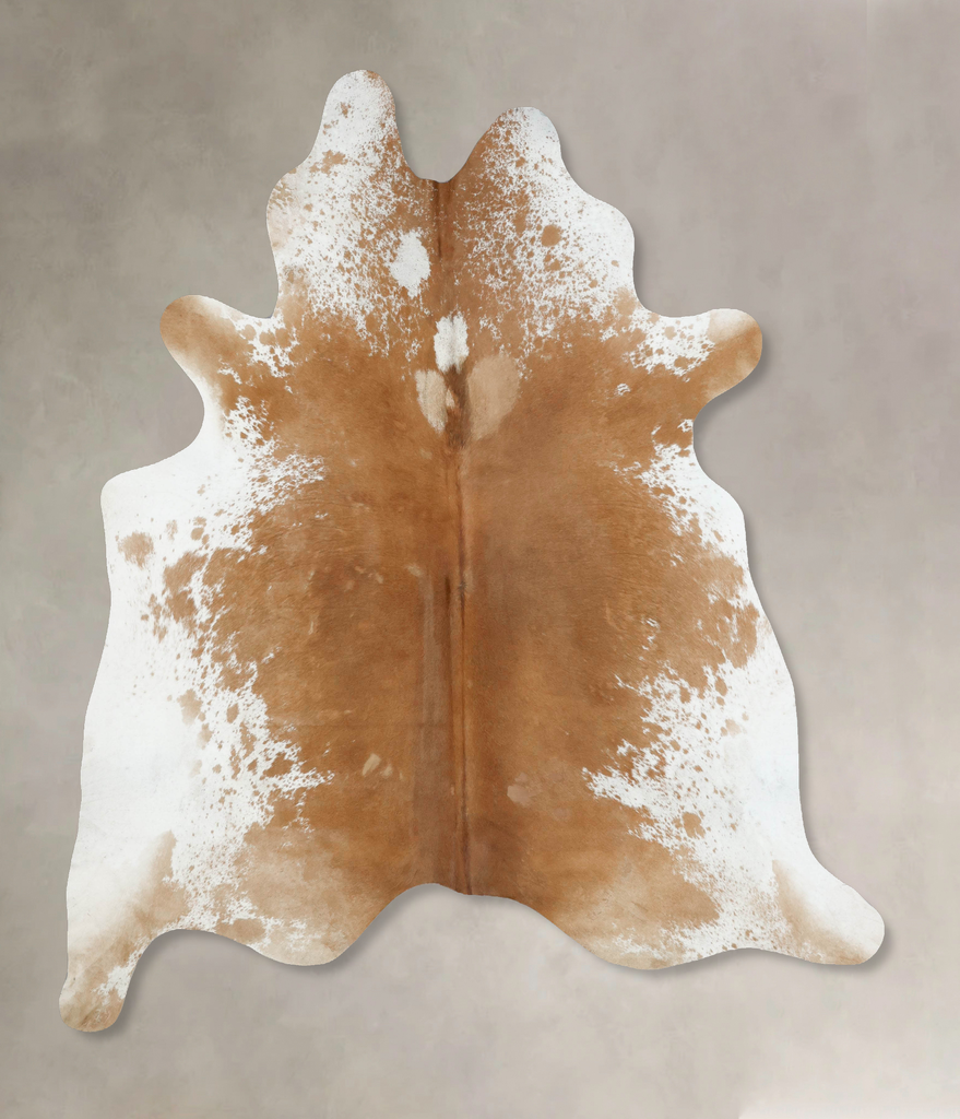 Beige and White XX-Large Brazilian Cowhide Rug 8'4"H x 6'11"W #B17192 by Hudson Hides