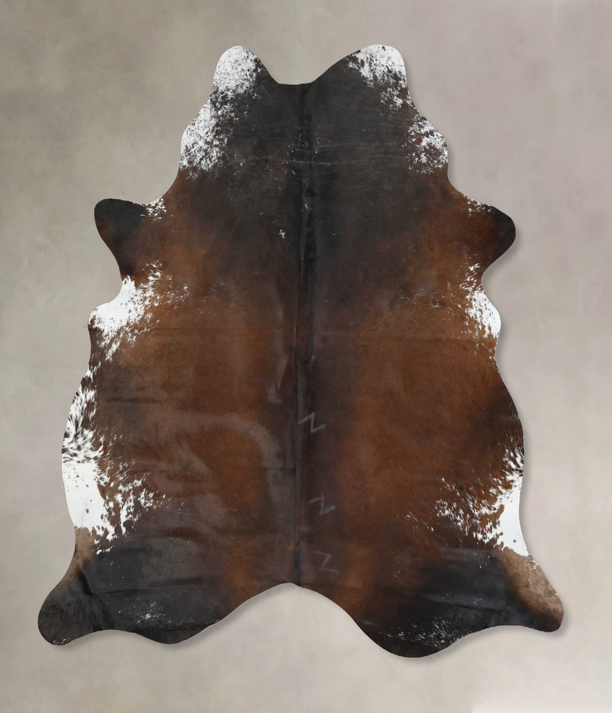 Chocolate and White X-Large Brazilian Cowhide Rug 6'10"H x 6'0"W #B17196 by Hudson Hides
