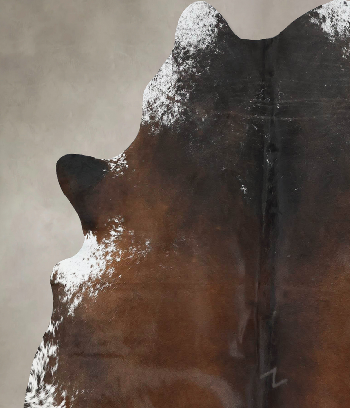 Chocolate and White X-Large Brazilian Cowhide Rug 6'10"H x 6'0"W #B17196 by Hudson Hides