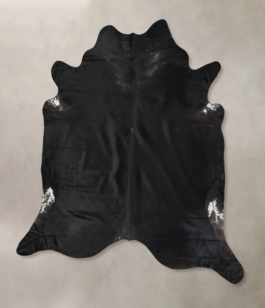 Solid Black XX-Large Brazilian Cowhide Rug 8'9"H x 8'1"W #B17203 by Hudson Hides