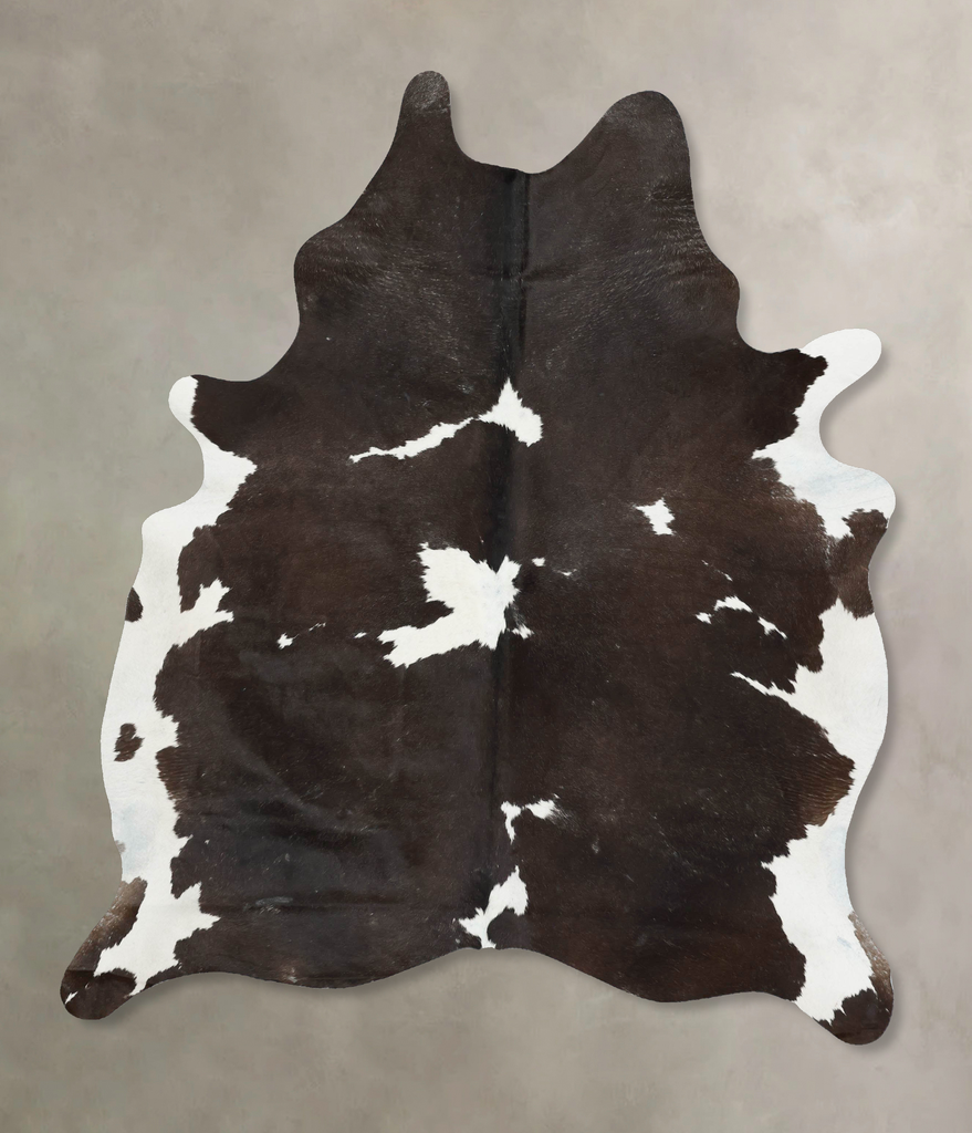Chocolate and White X-Large Brazilian Cowhide Rug 7'10"H x 6'0"W #B17237 by Hudson Hides