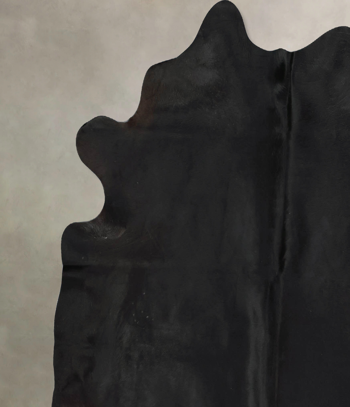 Solid Black X-Large Brazilian Cowhide Rug 7'3"H x 6'10"W #B17240 by Hudson Hides
