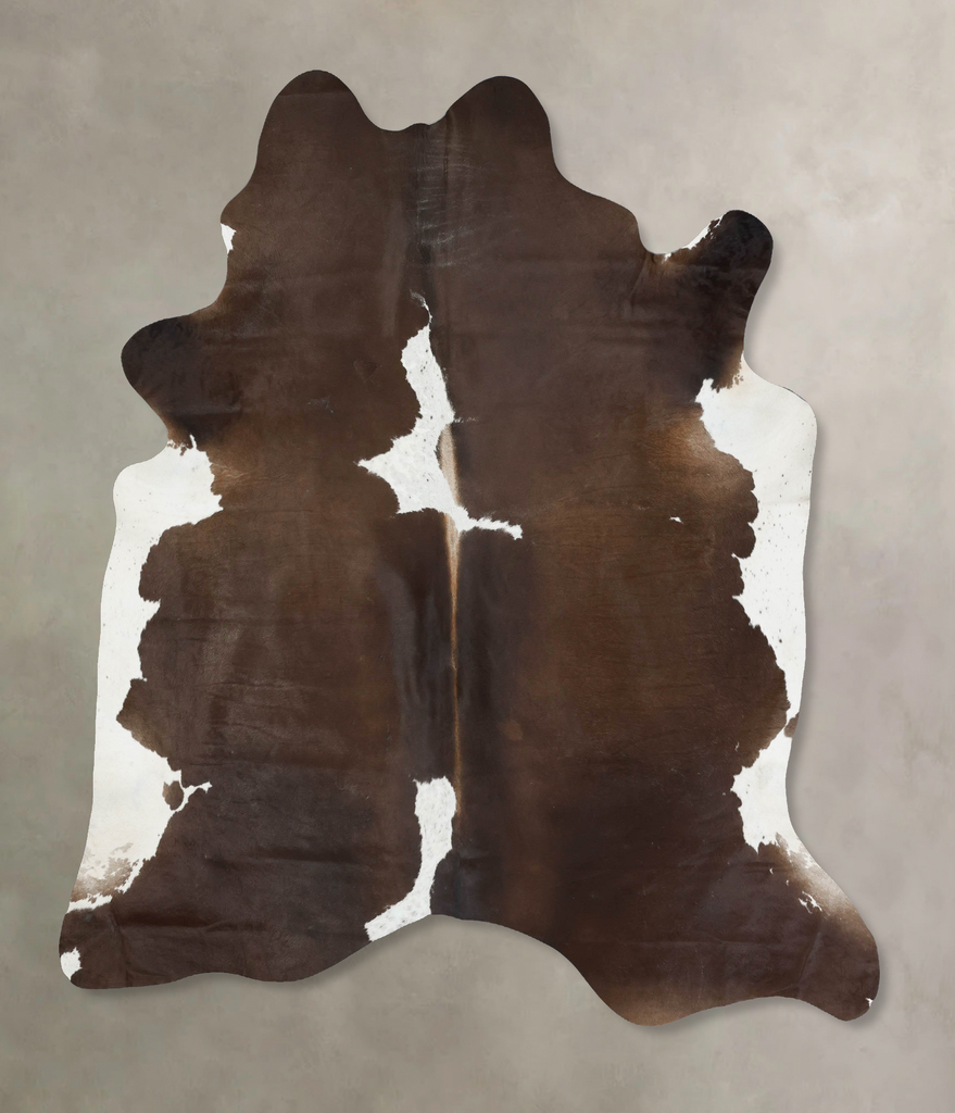 Chocolate and White XX-Large Brazilian Cowhide Rug 8'2"H x 7'3"W #B17265 by Hudson Hides