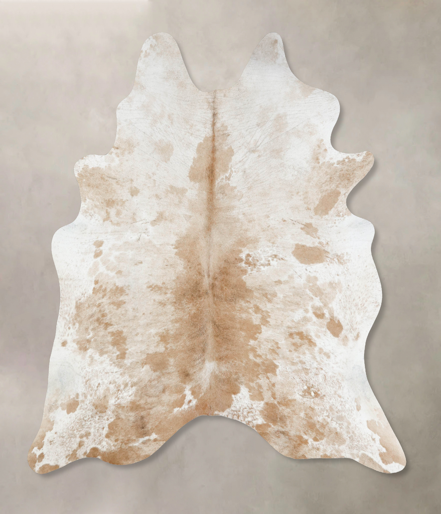 Beige and White XX-Large Brazilian Cowhide Rug 8'0"H x 6'10"W #B17271 by Hudson Hides