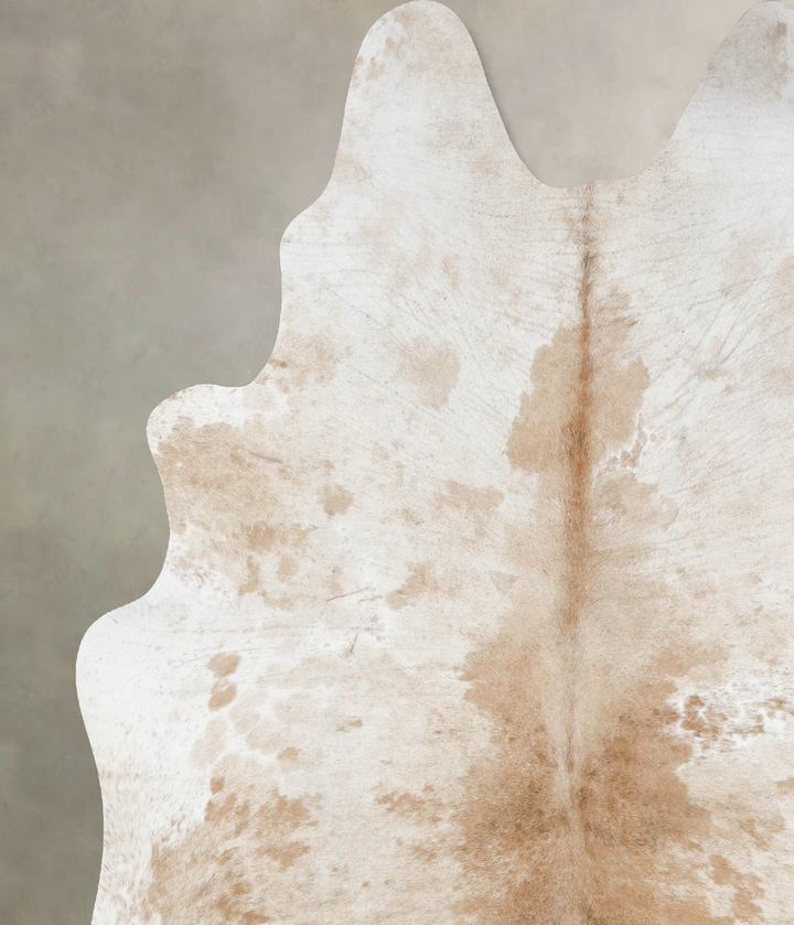 Beige and White XX-Large Brazilian Cowhide Rug 8'0"H x 6'10"W #B17271 by Hudson Hides