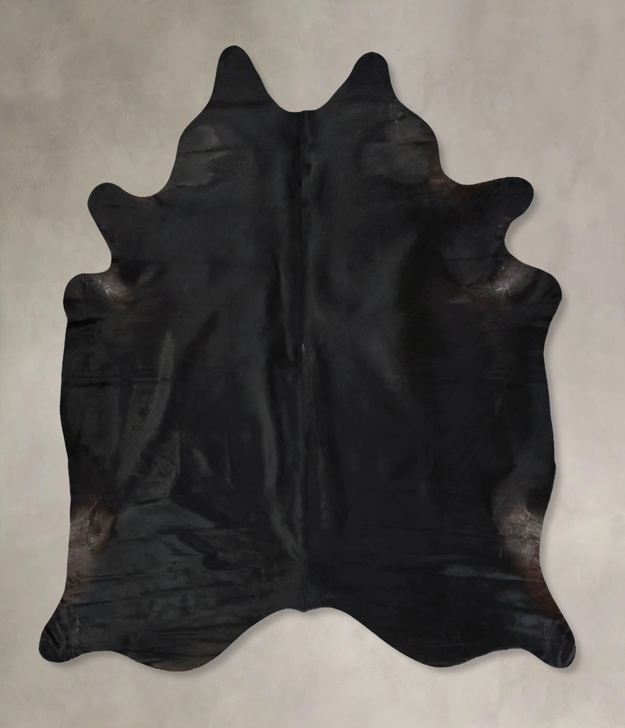 Solid Black XX-Large Brazilian Cowhide Rug 7'9"H x 6'11"W #B17280 by Hudson Hides