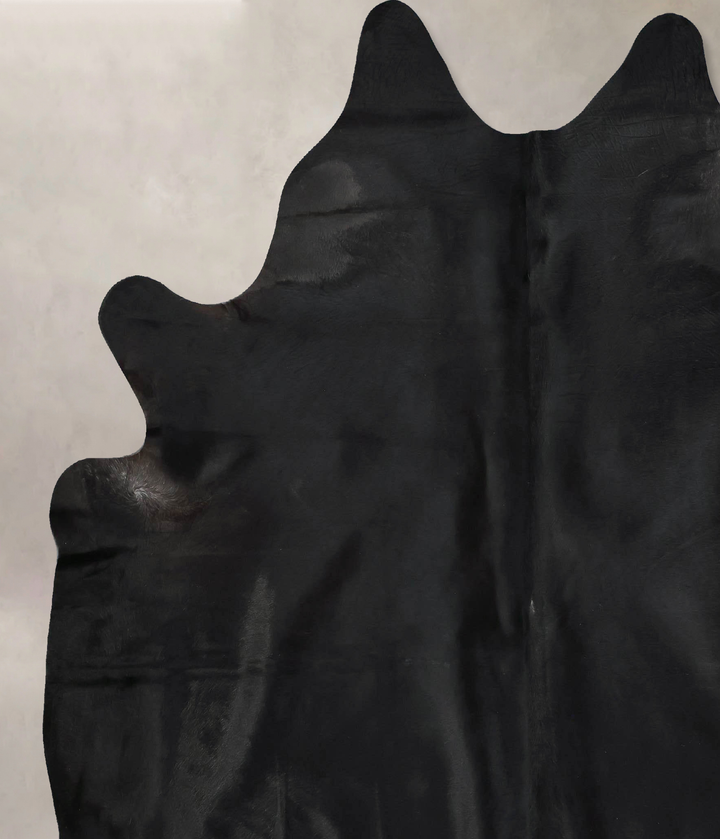 Solid Black XX-Large Brazilian Cowhide Rug 7'9"H x 6'11"W #B17280 by Hudson Hides
