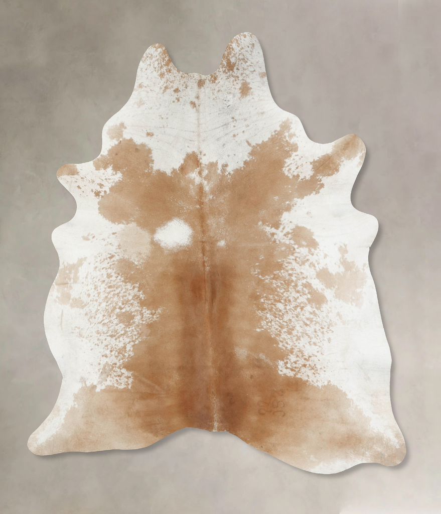 Beige and White XX-Large Brazilian Cowhide Rug 8'5"H x 7'1"W #B17282 by Hudson Hides