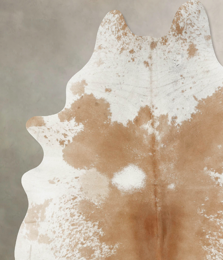 Beige and White XX-Large Brazilian Cowhide Rug 8'5"H x 7'1"W #B17282 by Hudson Hides