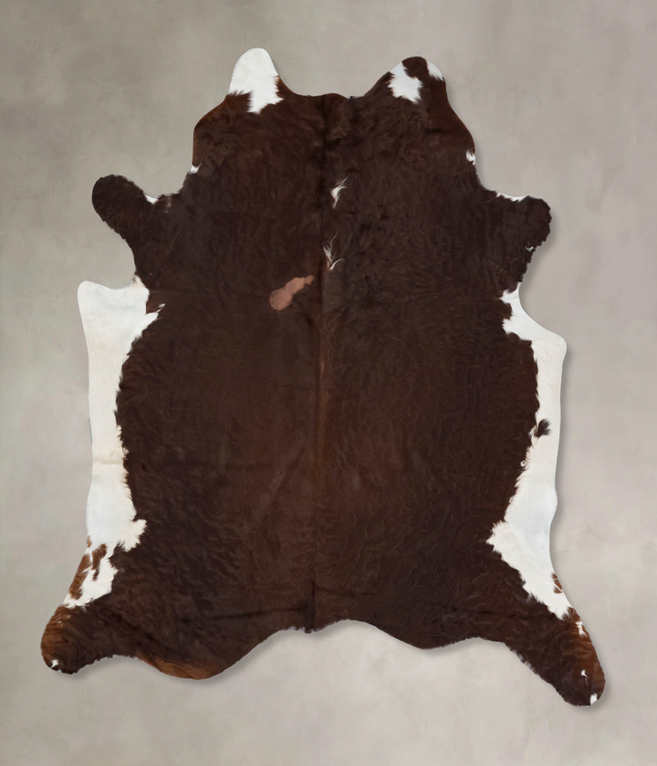 Brown and White Regular XX-Large Brazilian Cowhide Rug 7'8"H x 7'0"W #B17321 by Hudson Hides
