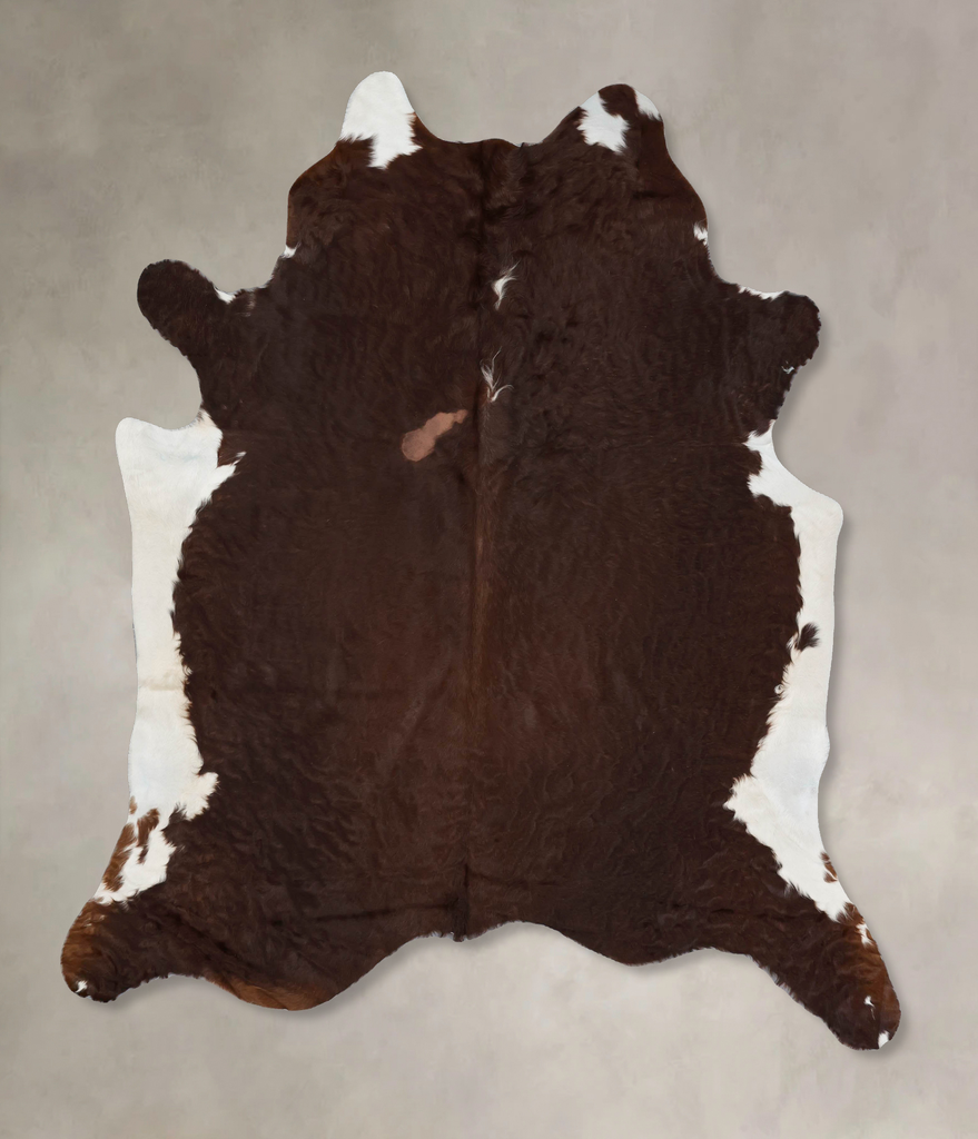 Brown and White Regular XX-Large Brazilian Cowhide Rug 7'8"H x 7'0"W #B17321 by Hudson Hides