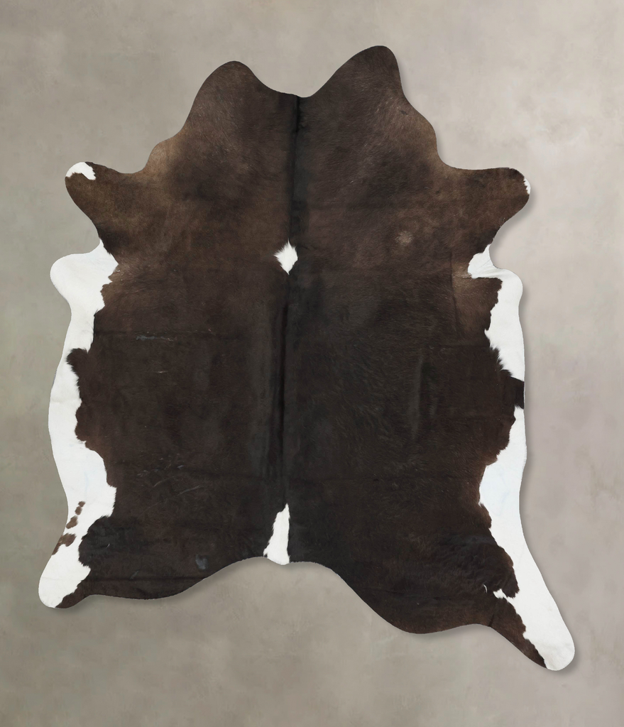 Chocolate and White X-Large Brazilian Cowhide Rug 7'9"H x 6'5"W #B17329 by Hudson Hides