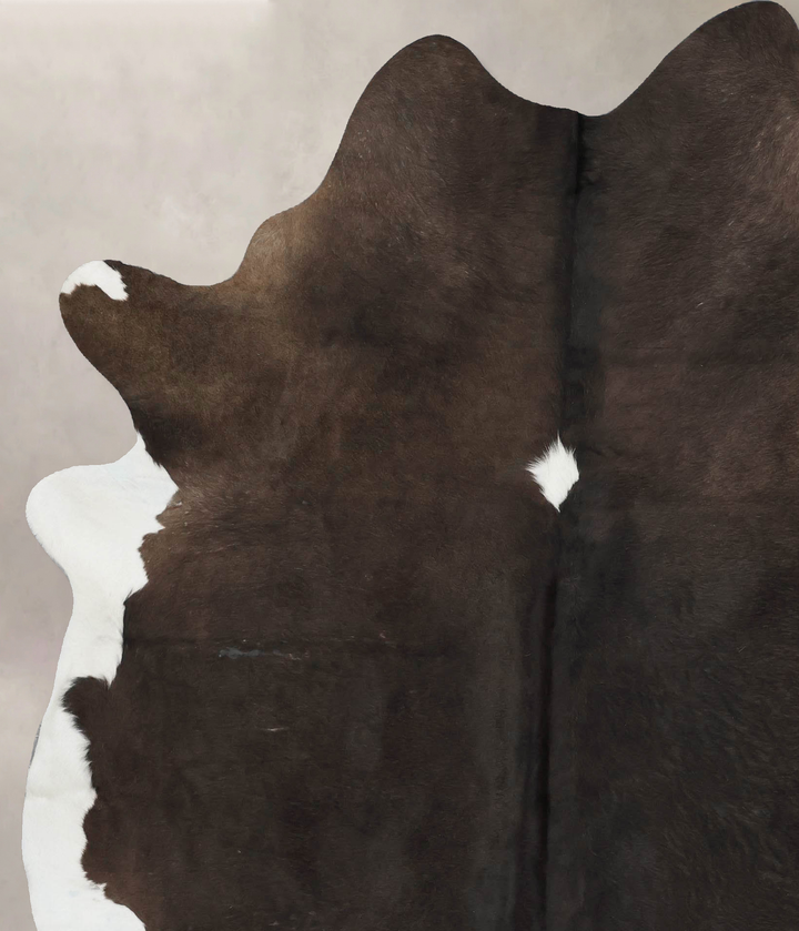 Chocolate and White X-Large Brazilian Cowhide Rug 7'9"H x 6'5"W #B17329 by Hudson Hides