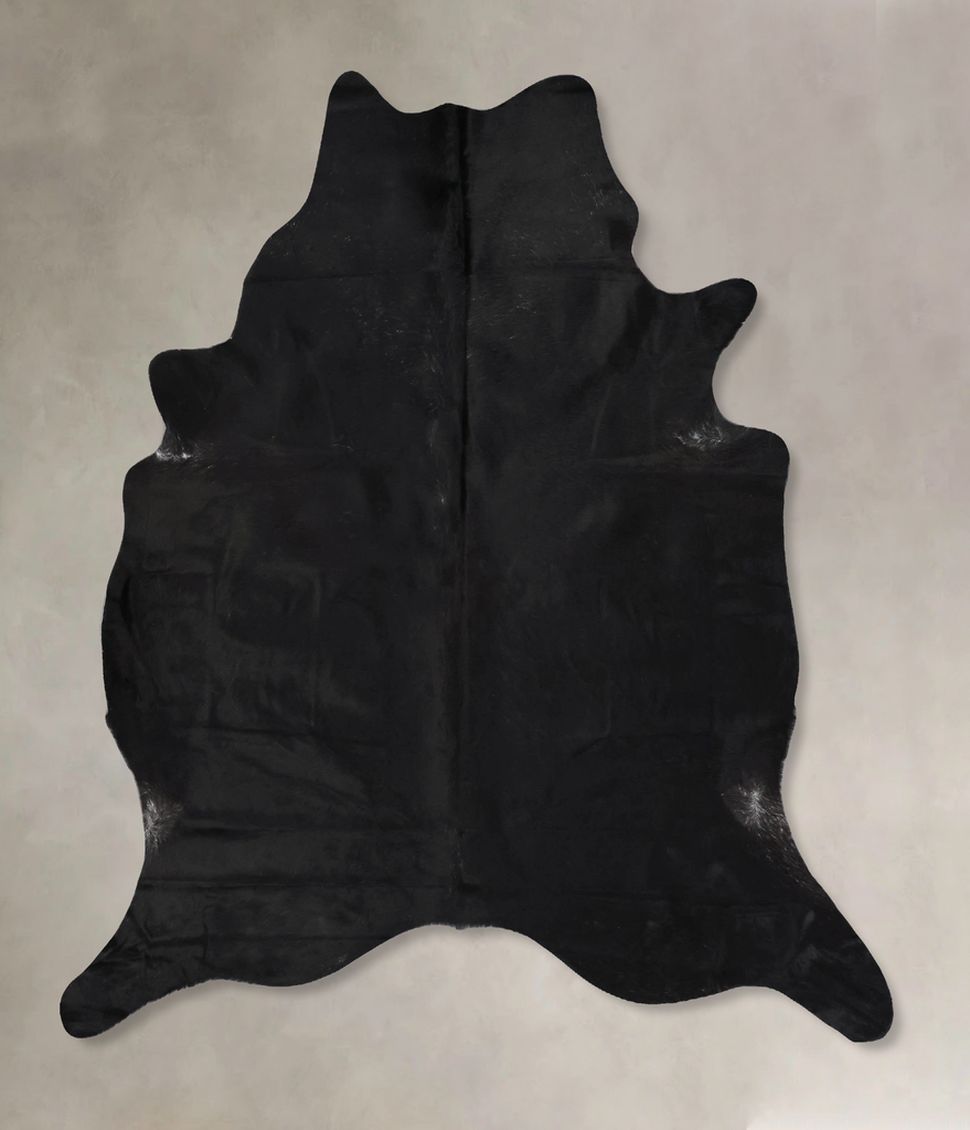 Solid Black X-Large Brazilian Cowhide Rug 7'4"H x 6'6"W #B17337 by Hudson Hides