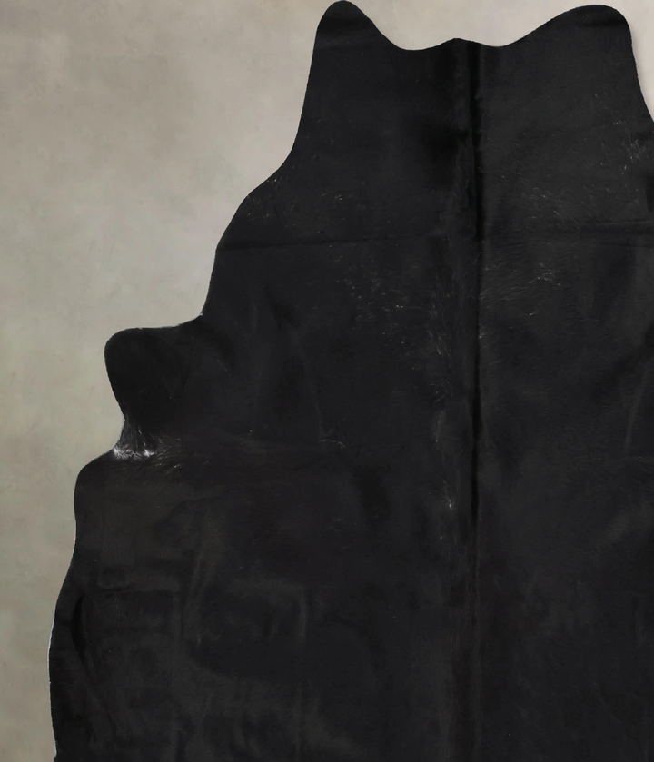 Solid Black X-Large Brazilian Cowhide Rug 7'4"H x 6'6"W #B17337 by Hudson Hides