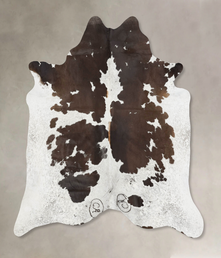 Chocolate and White X-Large Brazilian Cowhide Rug 6'9"H x 6'4"W #B17339 by Hudson Hides