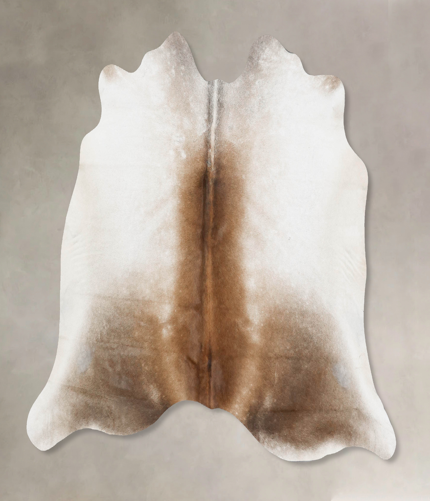 Grey with Beige Large Brazilian Cowhide Rug 5'4"H x 6'6"W #B17356 by Hudson Hides