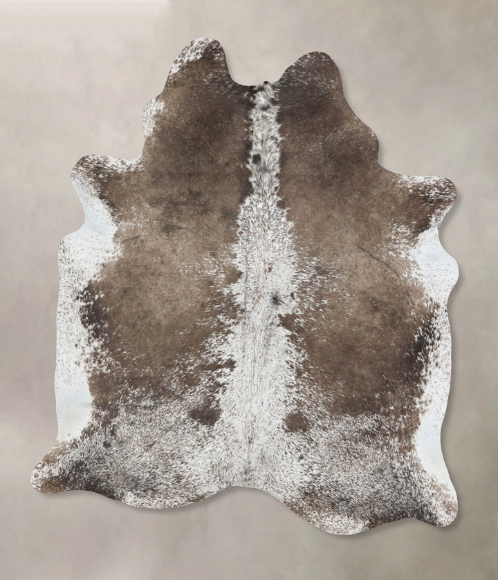 Salt and Pepper Brown X-Large Brazilian Cowhide Rug 7'0"H x 5'9"W #B17357 by Hudson Hides