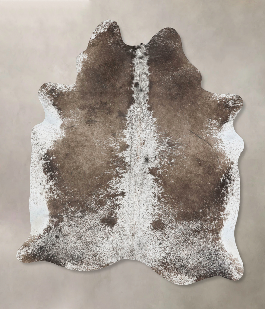Salt and Pepper Brown X-Large Brazilian Cowhide Rug 7'0"H x 5'9"W #B17357 by Hudson Hides