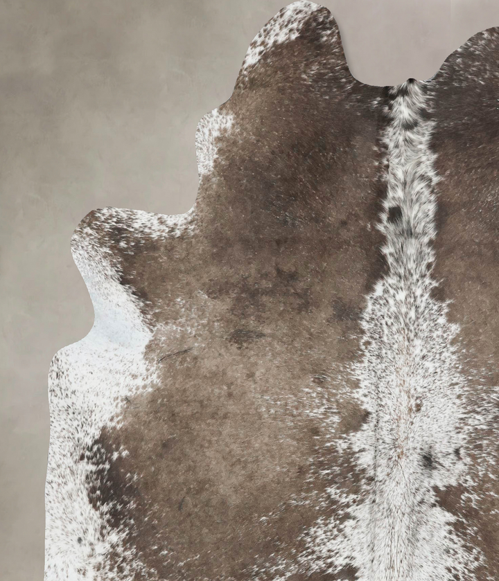Salt and Pepper Brown X-Large Brazilian Cowhide Rug 7'0"H x 5'9"W #B17357 by Hudson Hides