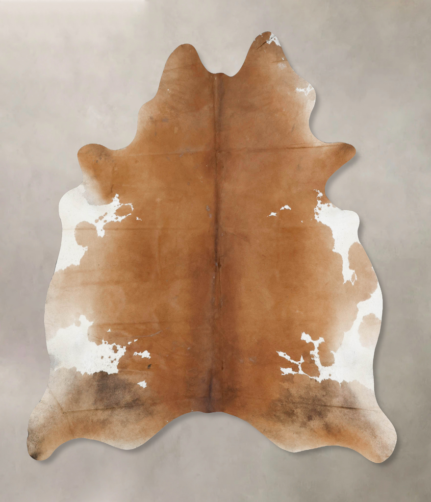 Brown and White Regular XX-Large Brazilian Cowhide Rug 7'9"H x 6'9"W #B17380 by Hudson Hides