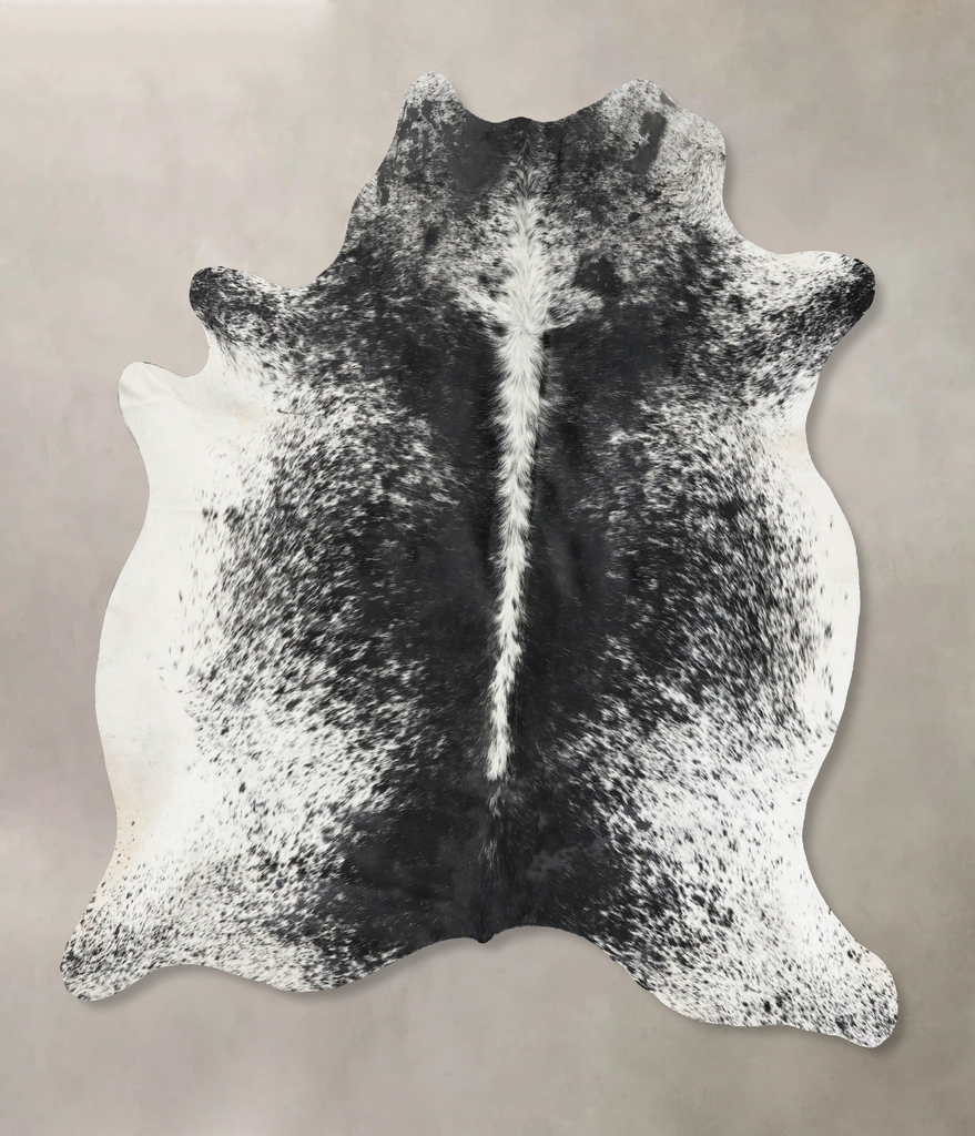 Salt and Pepper Black Large Brazilian Cowhide Rug 6'8"H x 5'10"W #B17387 by Hudson Hides