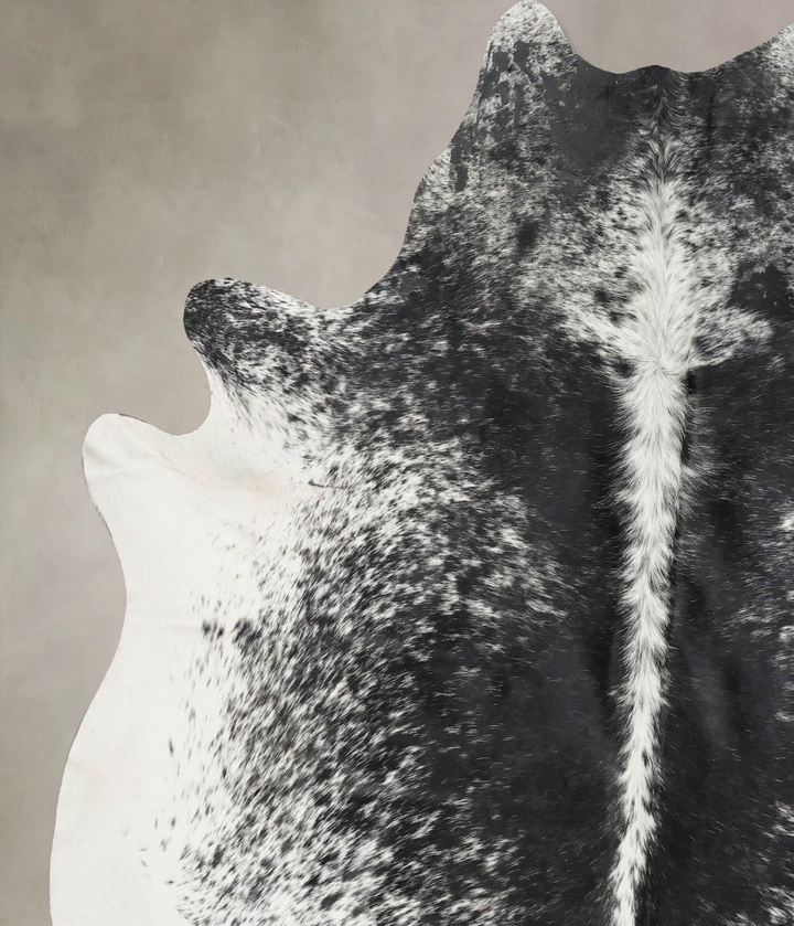Salt and Pepper Black Large Brazilian Cowhide Rug 6'8"H x 5'10"W #B17387 by Hudson Hides