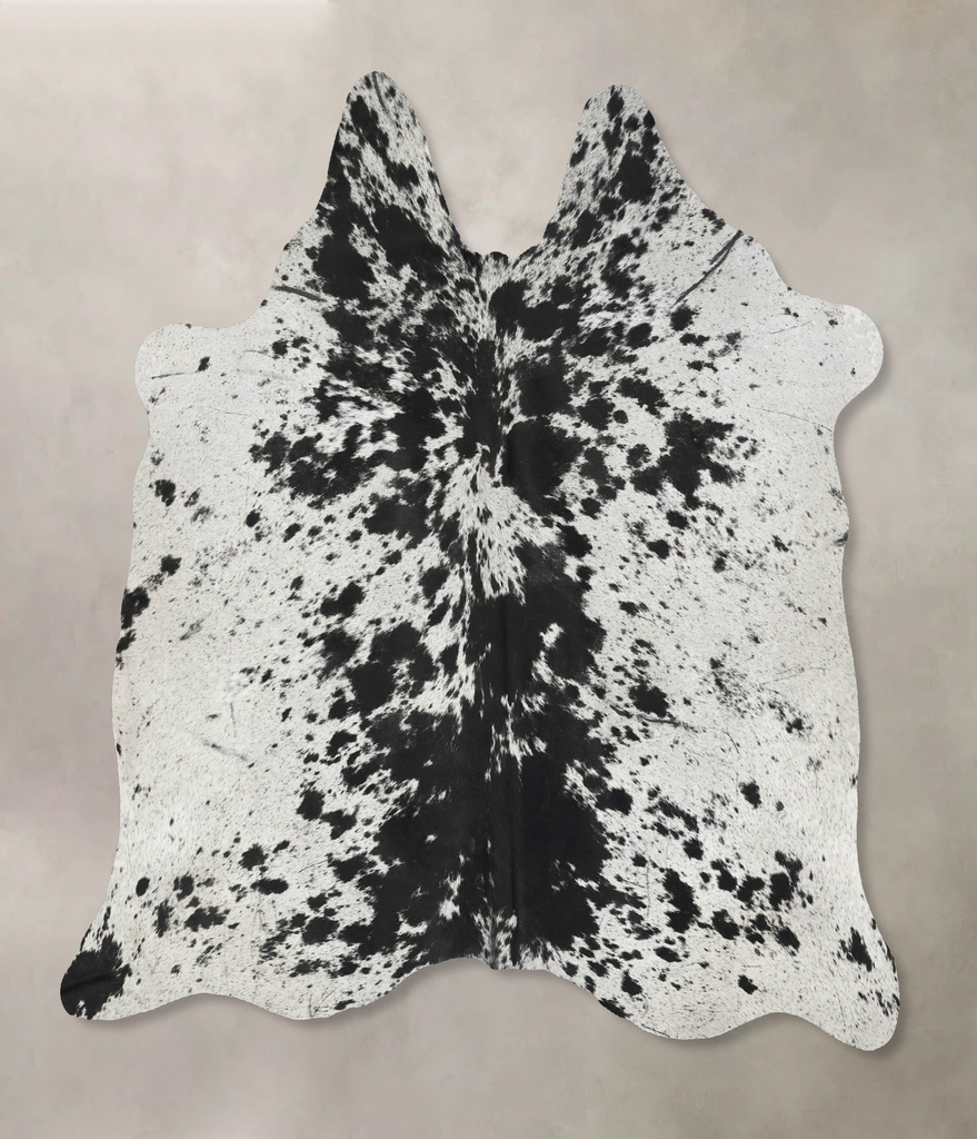 Salt and Pepper Black Large Brazilian Cowhide Rug 5'11"H x 6'1"W #B17397 by Hudson Hides