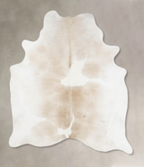 Beige and White X-Large Brazilian Cowhide Rug 7'9"H x 6'2"W #B17409 by Hudson Hides
