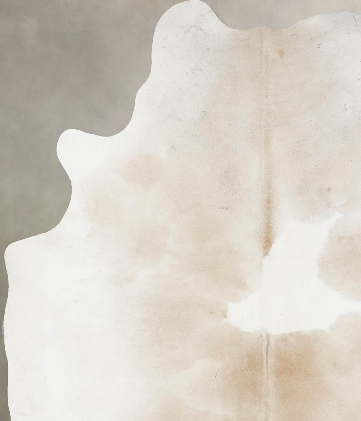 Beige and White X-Large Brazilian Cowhide Rug 7'9"H x 6'2"W #B17409 by Hudson Hides