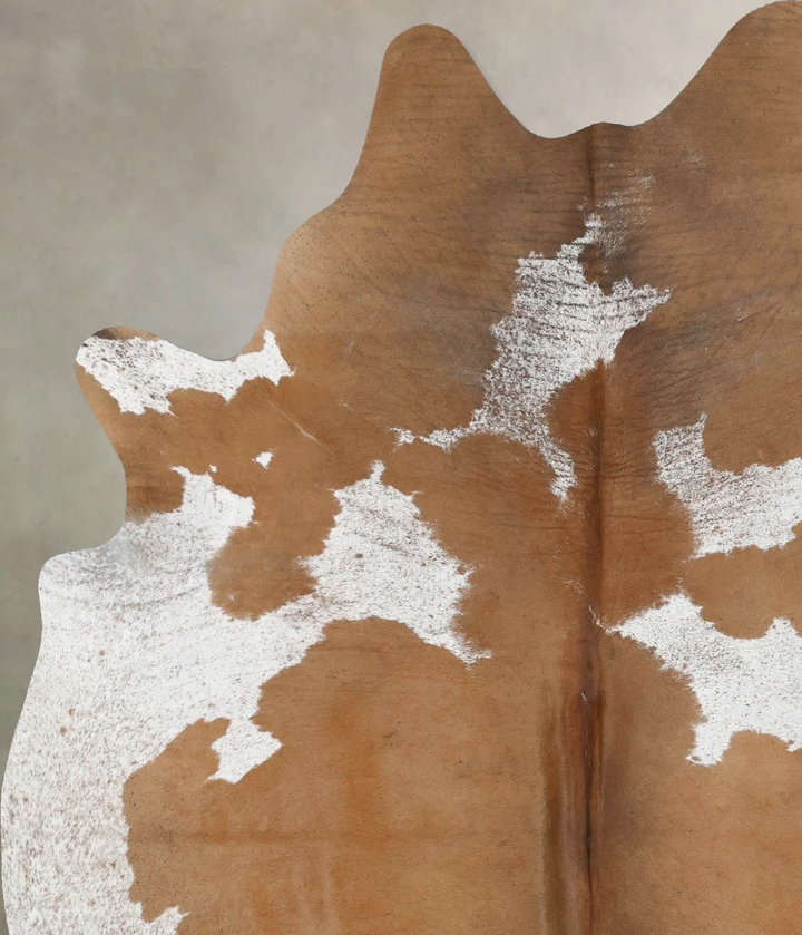 Beige and White Large Brazilian Cowhide Rug 6'11"H x 5'7"W #B17423 by Hudson Hides