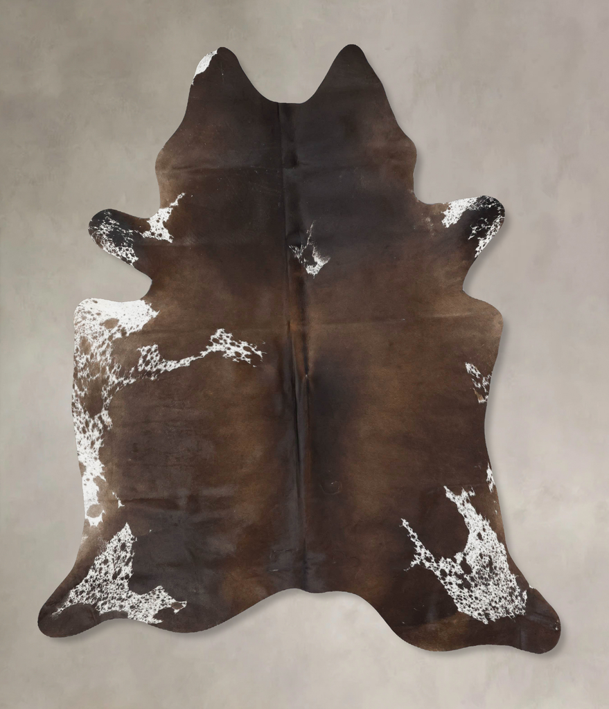 Chocolate and White X-Large Brazilian Cowhide Rug 7'5"H x 6'1"W #B17432 by Hudson Hides