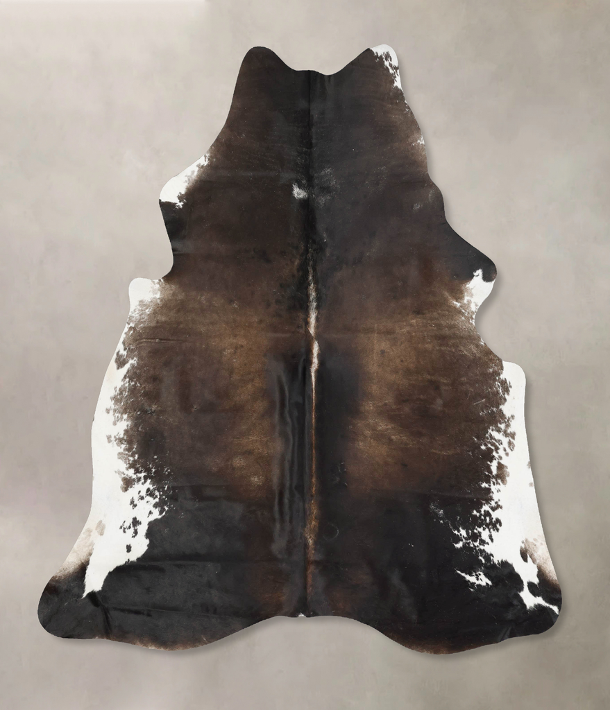 Chocolate and White X-Large Brazilian Cowhide Rug 7'3"H x 6'2"W #B17434 by Hudson Hides