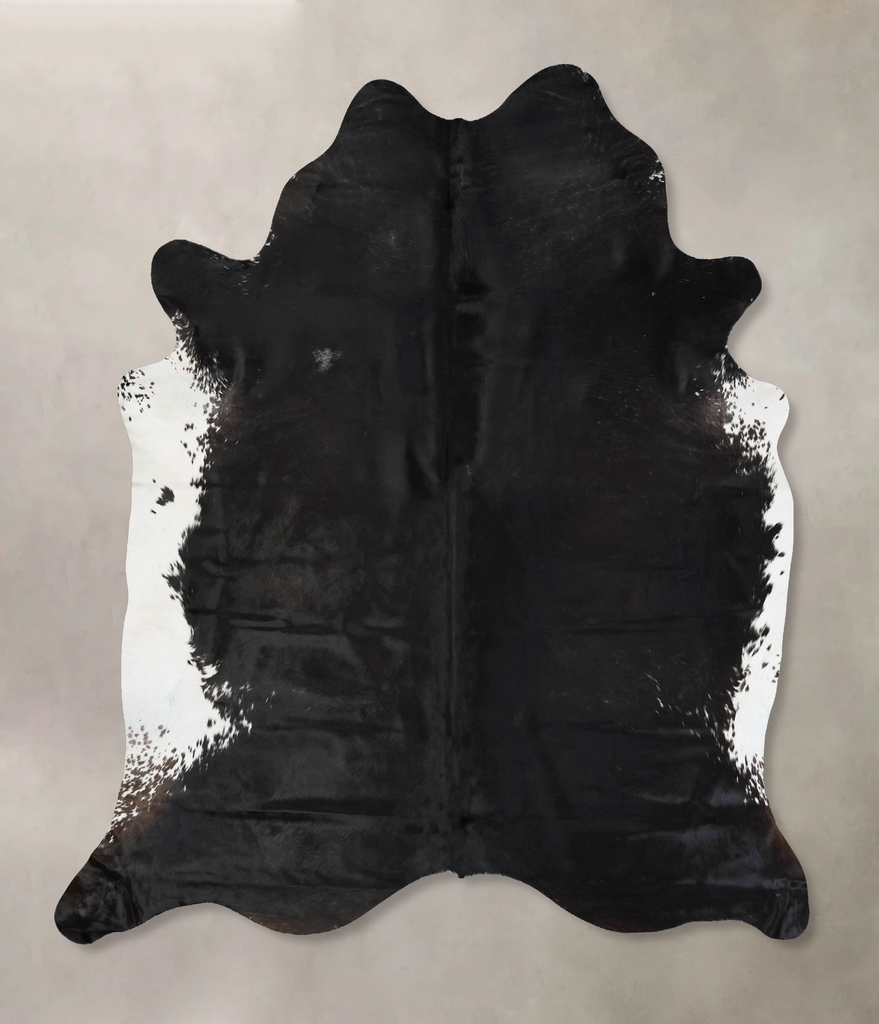 Solid Black XX-Large Brazilian Cowhide Rug 7'10"H x 7'0"W #B17441 by Hudson Hides
