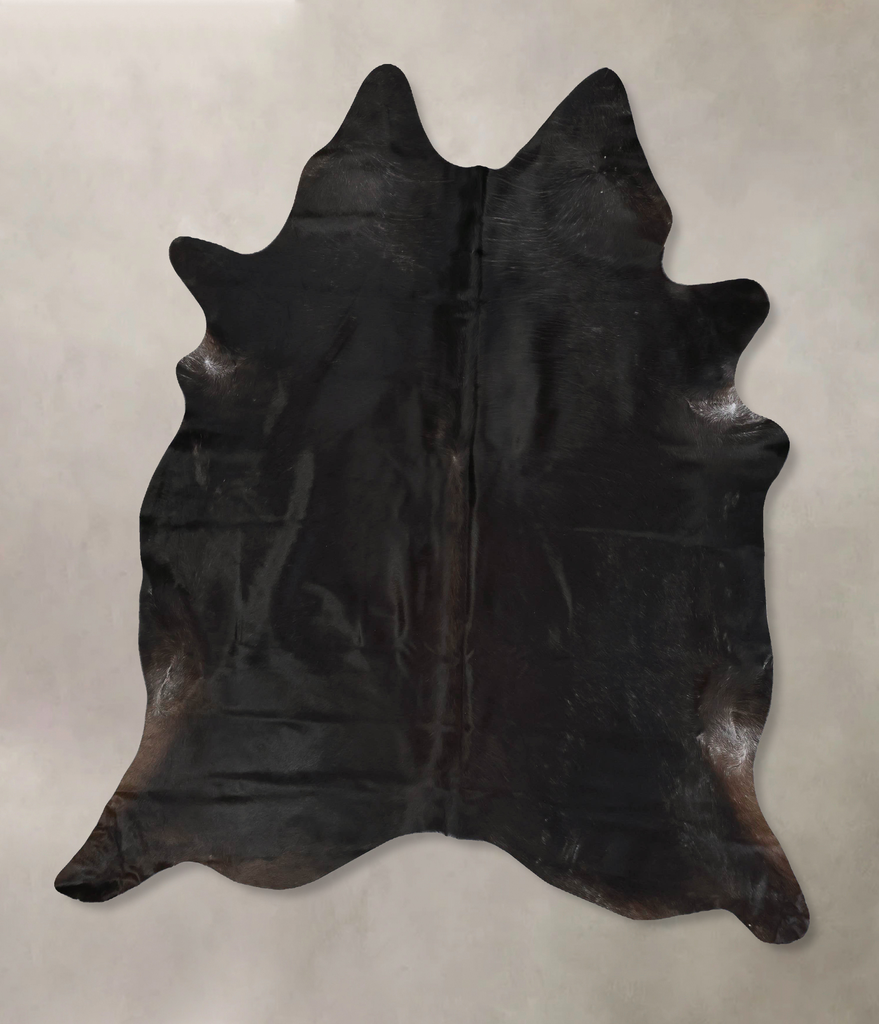 Solid Black XX-Large Brazilian Cowhide Rug 7'10"H x 6'9"W #B17452 by Hudson Hides