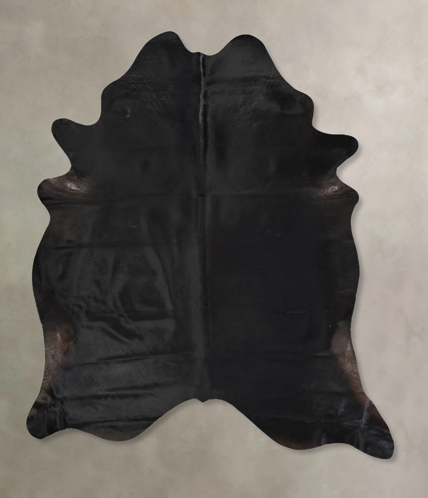 Solid Black XX-Large Brazilian Cowhide Rug 8'0"H x 6'6"W #B17499 by Hudson Hides