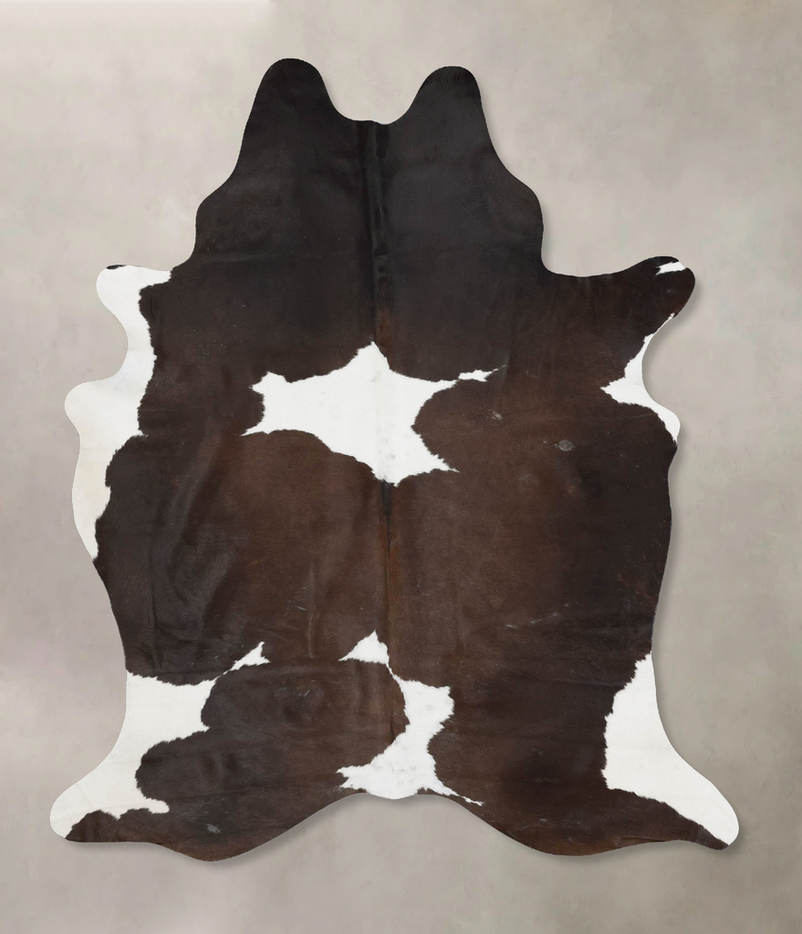 Chocolate and White X-Large Brazilian Cowhide Rug 7'10"H x 5'10"W #B17502 by Hudson Hides
