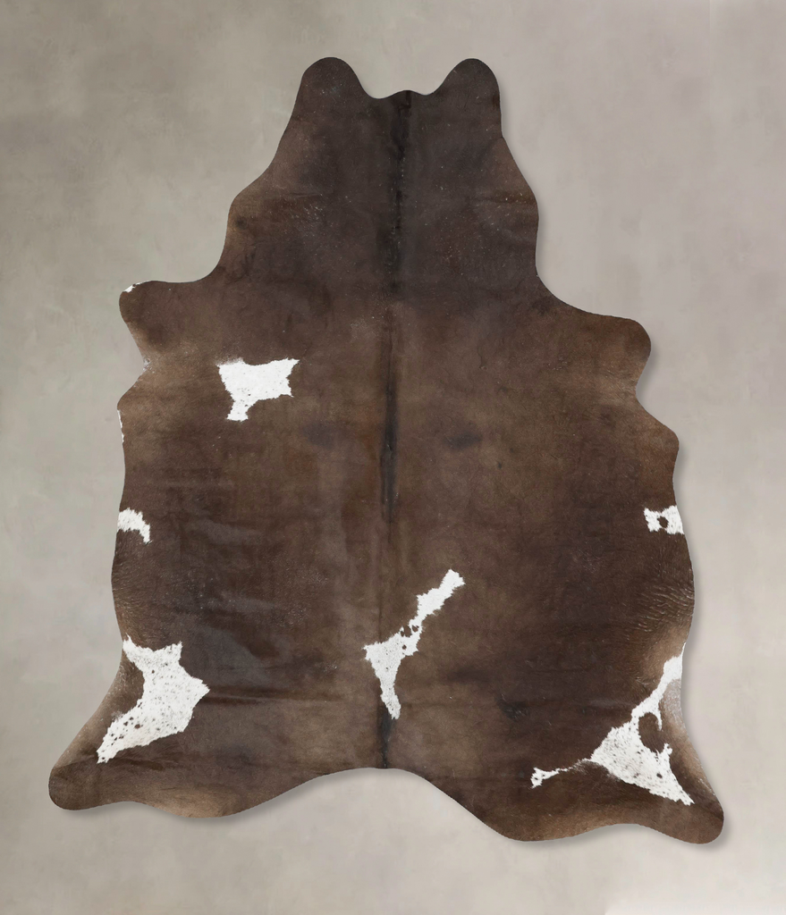 Chocolate and White X-Large Brazilian Cowhide Rug 7'5"H x 6'0"W #B17519 by Hudson Hides