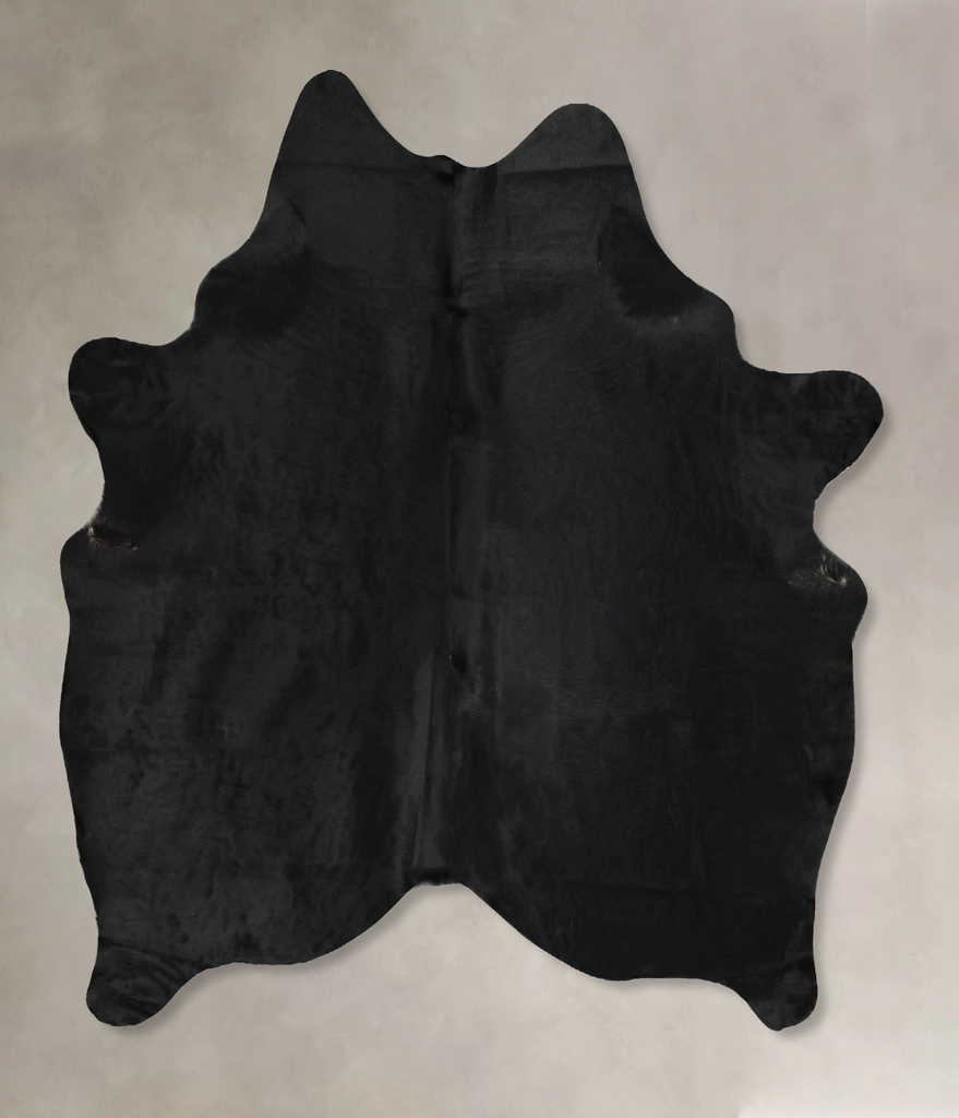 Solid Black X-Large Brazilian Cowhide Rug 6'7"H x 6'1"W #B17526 by Hudson Hides
