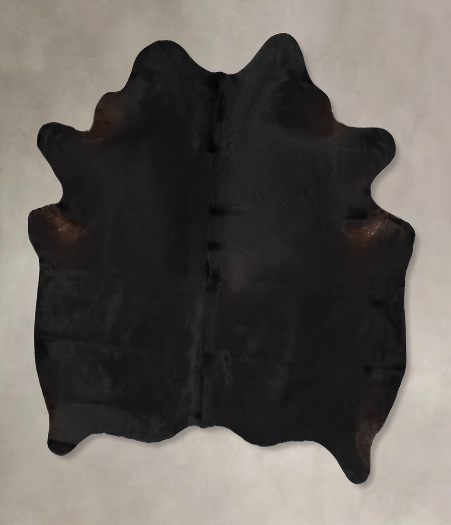 Solid Black X-Large Brazilian Cowhide Rug 6'6"H x 6'4"W #B17528 by Hudson Hides