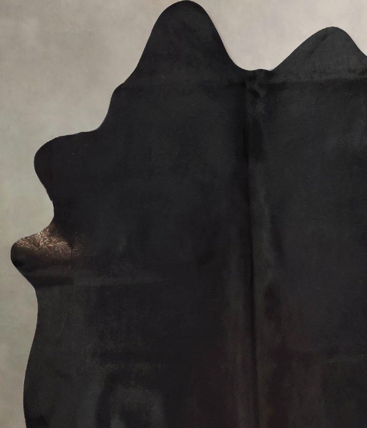 Solid Black X-Large Brazilian Cowhide Rug 6'11"H x 6'0"W #B17536 by Hudson Hides